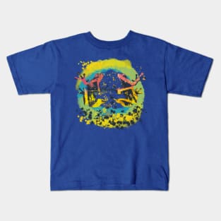 Artistic Painterly Mirror Abstract Frogs Kids T-Shirt